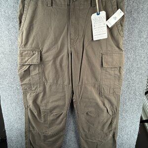 NWT Nautica Green Pants Men 36x32 All Cotton Cargo Pockets Twill $60 Adult
